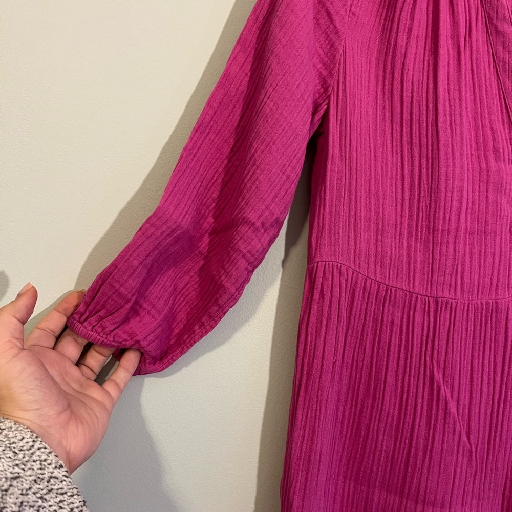 LOFT Bright Fuchsia Tiered Midi Dress - Picture 3 of 7